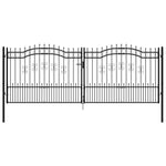 ZNTS Fence Gate with Spear Top Black 406x198 cm Powder-coated Steel 151102