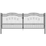 ZNTS Fence Gate with Spear Top Black 406x198 cm Powder-coated Steel 151102