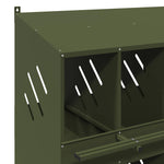 ZNTS Chicken Nesting Box with 6 Compartments Olive Green Metal 864351