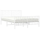 Metal Bed Frame without Mattress with Footboard White 140x200cm 374505