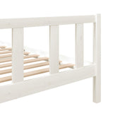 3101134 Bed Frame without Mattress White Solid Wood 140x190 cm