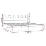 Metal Bed Frame without Mattress with Headboard White 180x200cm 355516