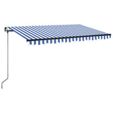 Manual Retractable Awning with LED 400x350 cm Blue and White 3069181
