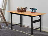 100 cm Foldable Garage Work Bench, Craft Table MDF Workstation, Heavy-duty Steel Frame with Ruler, T3398P344548
