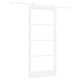 Sliding Door ORKDAL White 93 x 202 cm Solid Pine Wood and Glass 3332092