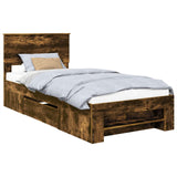 Bed Frame with Headboard Smoked Oak 90 x 200 cm Engineered Wood 3408799