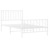 Metal Bed Frame without Mattress with Footboard White 100x200cm 374499