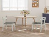 Dining Chair 2 pcs White and Grey Solid Rubber Wood 42020514