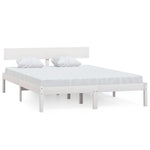 Bed Frame without Mattress White Solid Wood Pine King Size 810153