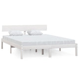 Bed Frame without Mattress White Solid Wood Pine King Size 810153