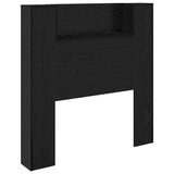 Storage Headboard with LED Black Oak Engineered Wood 3418646