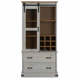 ZNTS Wine Cabinet HALDEN with Wine Racks and Sliding Door White Pine 4018434