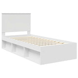 Bed Frame with Headboard White 75 x 190 cm Solid Pine Wood 3409417