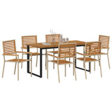 Garden Dining Set 7 pcs Beige Solid Acacia Wood 3365462
