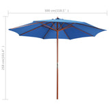 Garden Parasol with Wooden Pole 300x258 cm Blue 47125