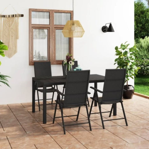 5 Piece Garden Dining Set Black 3060060