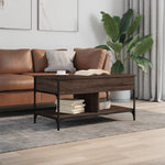 ZNTS Coffee Table Brown Oak 100x50x50 cm Engineered Wood and Metal 845370