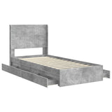 Bed Frame with Storage and Headboard Concrete Grey 75 x 190 cm 3414070