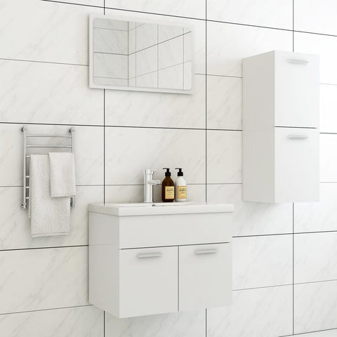 ZNTS Bathroom Furniture Set White Engineered Wood 3071000