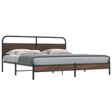 Metal Bed Frame without Mattress Brown Oak 193x203 cm 3318701