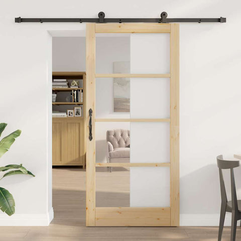 Sliding Door Manual ORKDAL Brown 93 x 202 cm Wood and metal 3332147