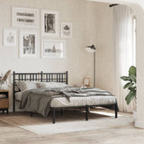 Metal Bed Frame without Mattress with Headboard Black 135x190cm 376323