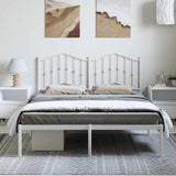 Metal Bed Frame without Mattress with Headboard White 135x190cm 373837
