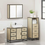 ZNTS 3 Piece Bathroom Furniture Set Sonoma Oak Engineered Wood 3301021