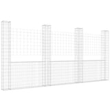 U-shape Gabion Basket with 4 Posts Iron 380x20x200 cm 151291
