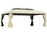 4 x 3 m Aluminum Garden Gazebo, Double Roof Outdoor Gazebo Canopy Shelter with Netting & Curtains T3398P315373