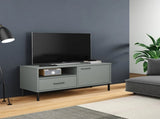 TV Cabinet with Metal Legs Grey Solid Wood Pine OSLO 351022