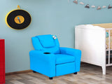 Kids Recliner Chair, PU Leather with Adjustable Backrest, Footrest, Padded Headrest, Blue T3398P348592