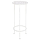 Plant Stand Set 3 Pieces Vintage Style Metal Antique White 245937