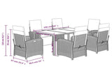 7 Piece Garden Dining Set with Cushions Black Poly Rattan 3212459