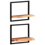 Wall Shelves 2 pcs 40x24x35 cm Solid Wood Acacia and Steel 338460