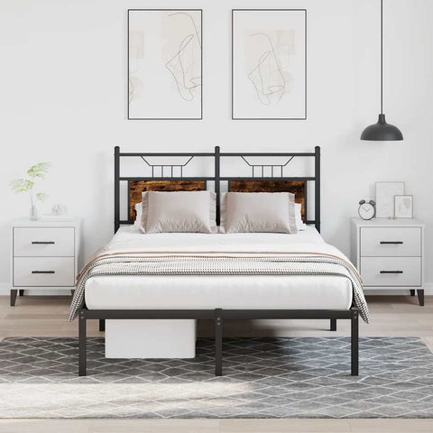 Bed Frame without Mattress Smoked Oak 120x200 cm Engineered Wood 4106741