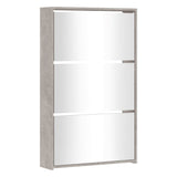 Shoe Cabinet with Mirror 3-Layer Concrete Grey 63x17x102.5 cm 342636