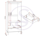 ZNTS Leon 2 Door 1 Drawer Wardrobe 100-101-199