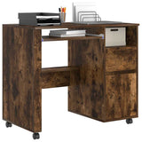Desk with Wheels Smoked Oak 91 x 50 x 77 cm Engineered Wood 869534