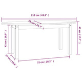 Coffee Table Grey 110x55x45 cm Solid Wood Pine 822344