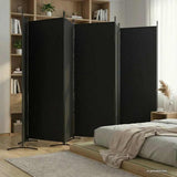 6-Panel Room Divider Black 520x180 cm Fabric 350273