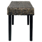 ZNTS Bench 110 cm Black Natural Kubu Rattan and Solid Mango Wood 285790