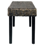 ZNTS Bench 110 cm Black Natural Kubu Rattan and Solid Mango Wood 285790