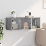 Wall Cabinet with Glass Doors Concrete Grey 102x37x35 cm 836514
