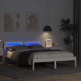 Bed Frame with Headboard White 135 x 190 cm Solid Pine Wood 872786