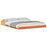 Bed Frame Wax Brown 140 x 200 cm Solid Pine Wood 873315
