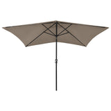 Garden Parasol with LEDs and Steel Pole Taupe 2x3 m 313789