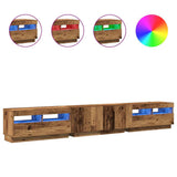 TV Cabinet with LED Lights Old Wood 260x35x40 cm Engineered Wood 3329167