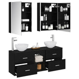 Bathroom Cabinet Set 5 pcs Black Oak 53 x 15.5 x 70 cm 3406688