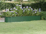 Garden Raised Bed Galvanised Steel 224x40x36 cm Green 318873